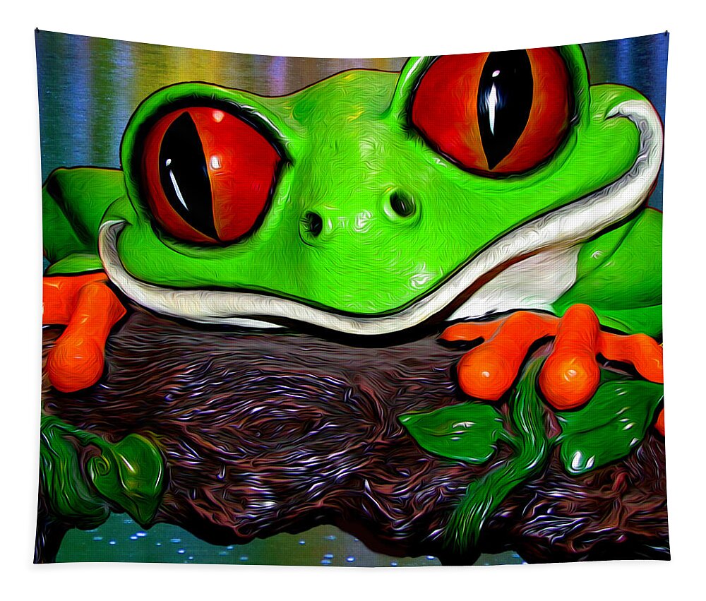 Frog Tapestry featuring the photograph Rain Forest Frog by John Haldane