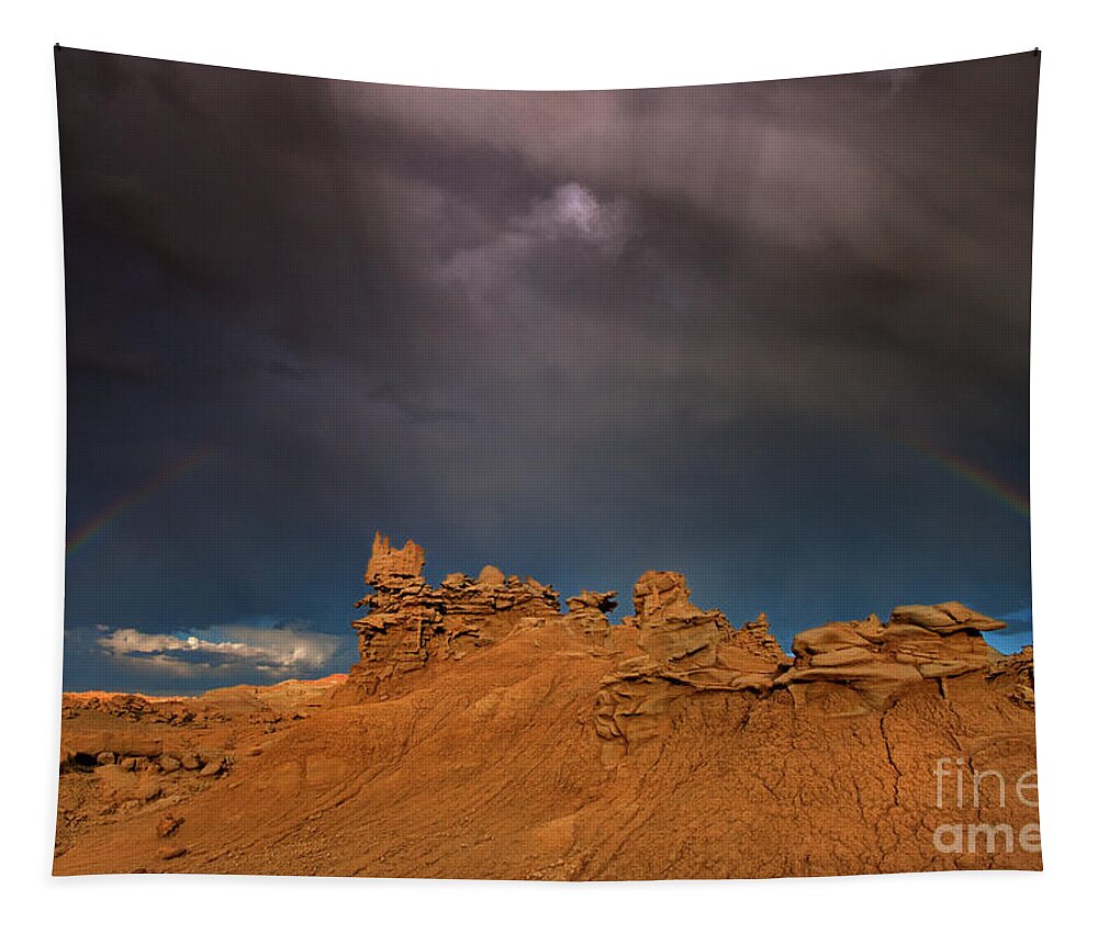 North America Tapestry featuring the photograph Rainbow And Sandstone Formations Fantasy Canyon Utah by Dave Welling
