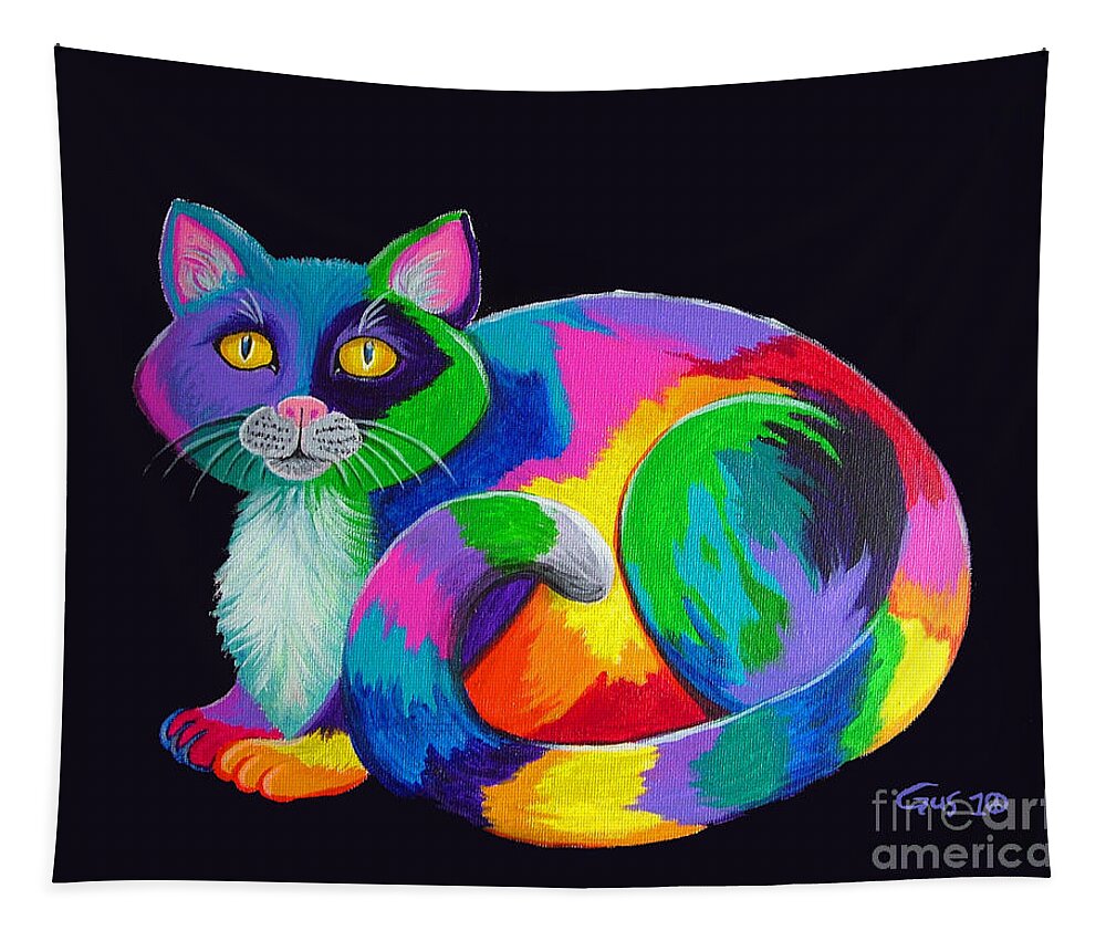 Art Tapestry featuring the painting Rainbow Calico by Nick Gustafson