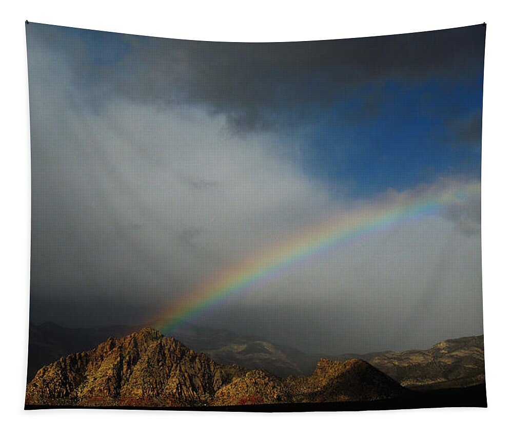 Rainbow Tapestry featuring the photograph Rainbow Over Red Rock Canyon by Alan Socolik
