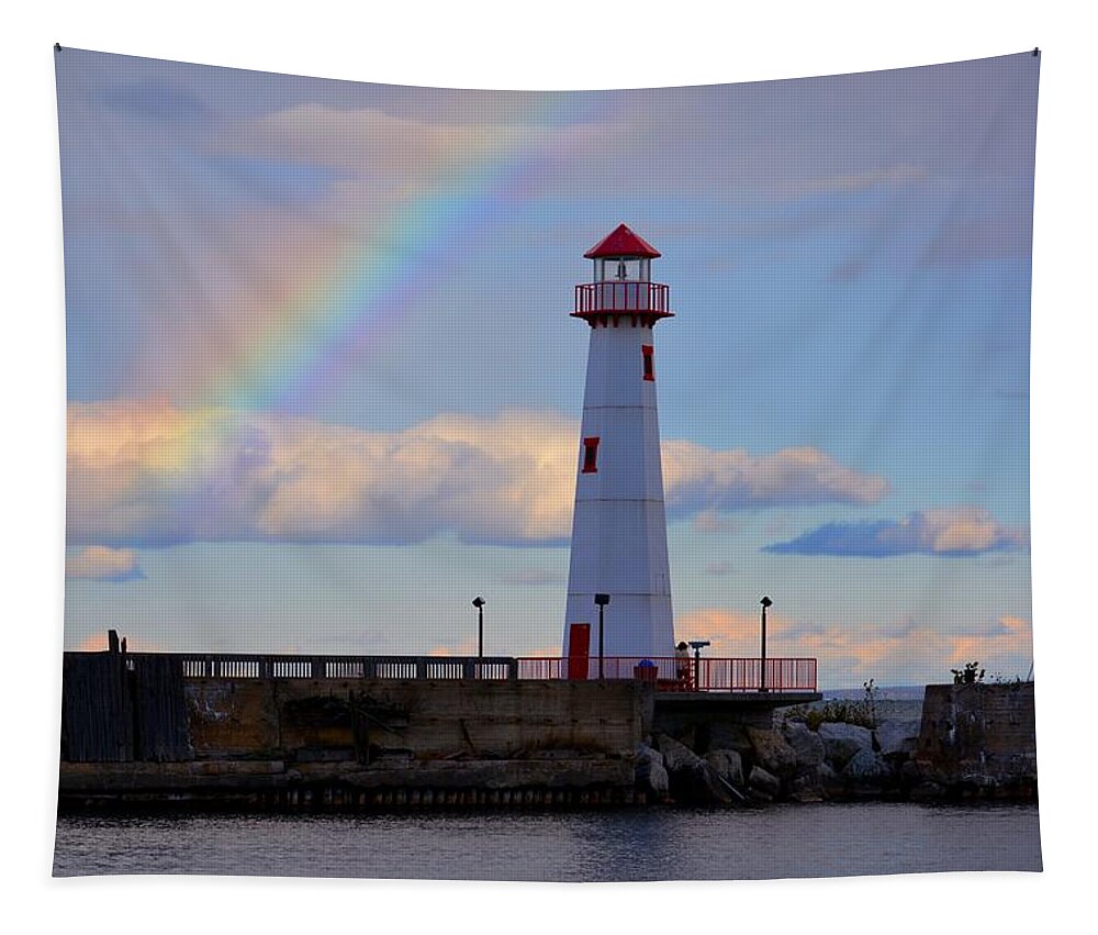 Rainbow Tapestry featuring the photograph Rainbow Over Watwatam Light by Keith Stokes
