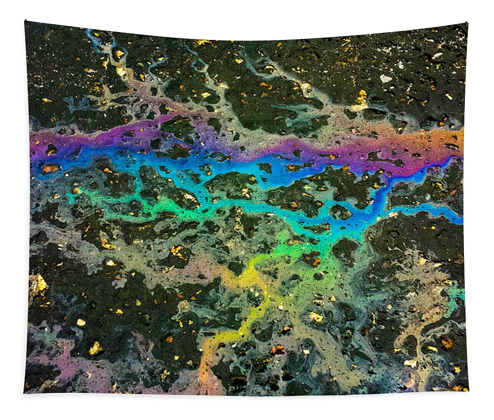 Abstract Tapestry featuring the photograph Rainbow River and Gold by Lynn Hansen