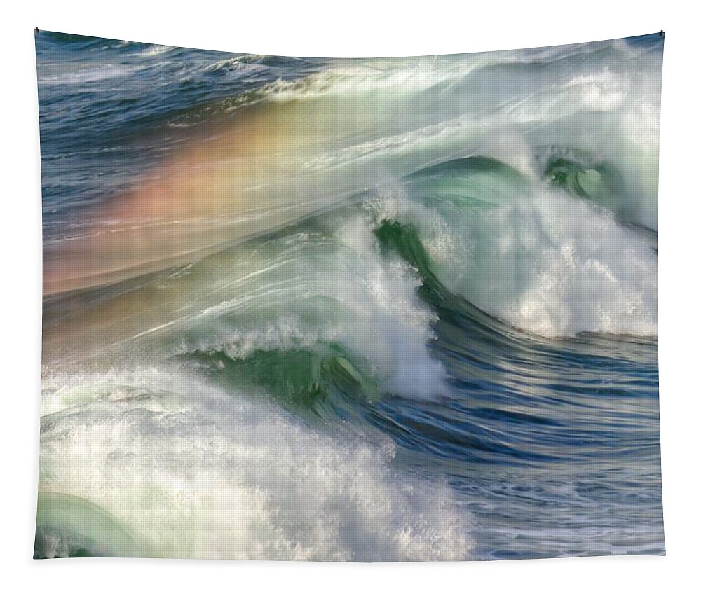Seascape Tapestry featuring the photograph Rainbow Surf 0011 by Kristina Rinell