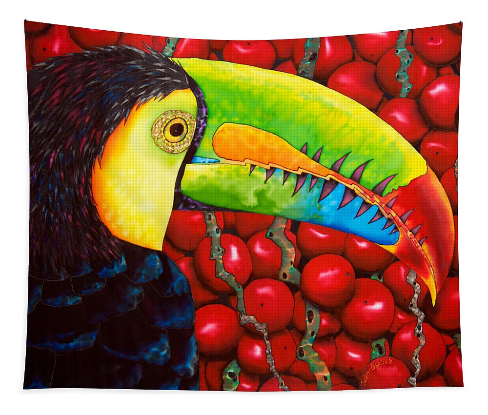  Watercolor Tapestry featuring the painting Rainbow Toucan by Daniel Jean-Baptiste