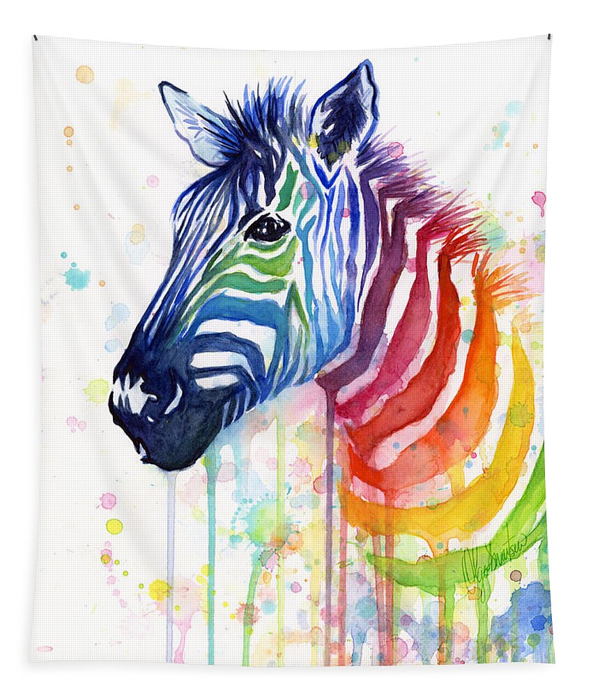 Rainbow Zebra - Ode to Fruit Stripes Tapestry