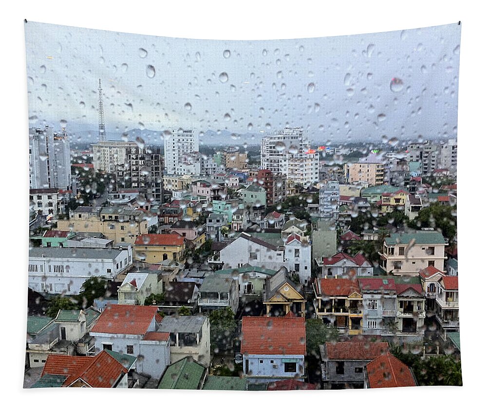 Window Tapestry featuring the photograph Rainy Day in Hue Vietnam by Venetia Featherstone-Witty