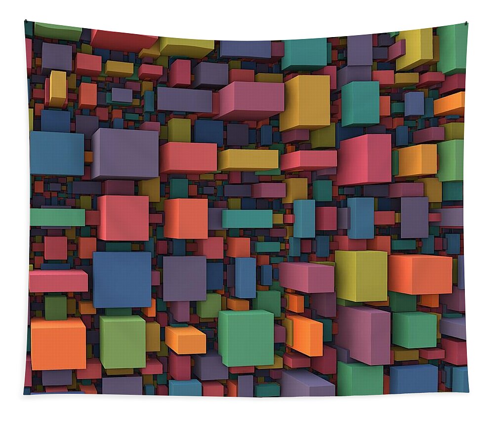 Cubes Tapestry featuring the digital art Random Cubes by Lyle Hatch