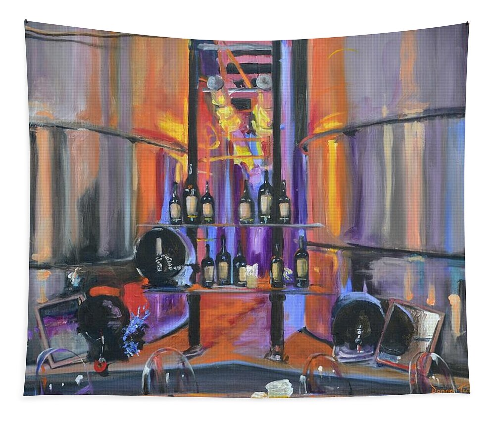 Wine Tapestry featuring the painting Raymond Vineyards Crystal Cellar II by Donna Tuten