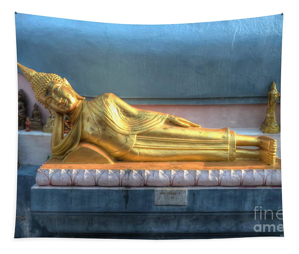 Michelle Meenawong Tapestry featuring the photograph reclining Buddha by Michelle Meenawong