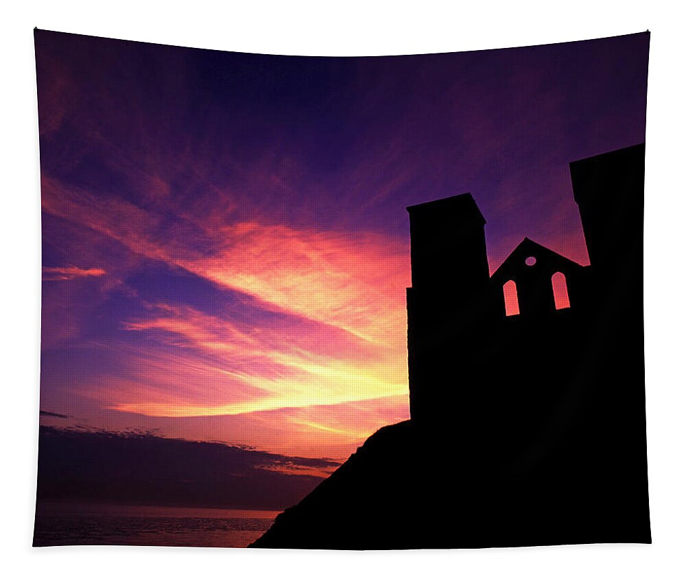 Reculver Church Tapestry featuring the photograph Reculver Church at Sunrise by John Topman