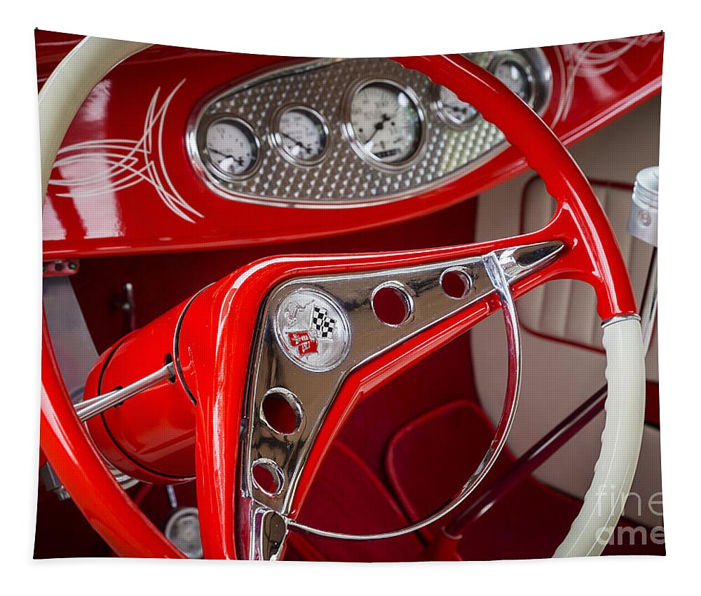 Steering Tapestry featuring the photograph Red and White by Dennis Hedberg