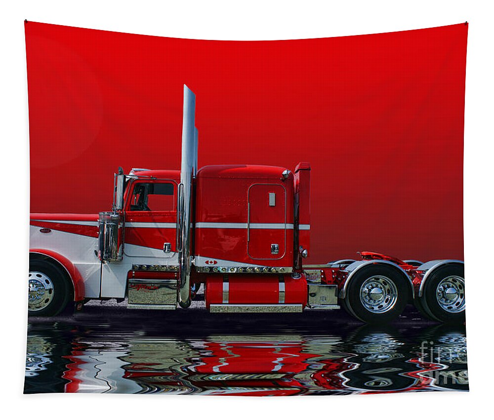 Big Rigs Tapestry featuring the photograph Red and White Peterbilt abstract by Randy Harris