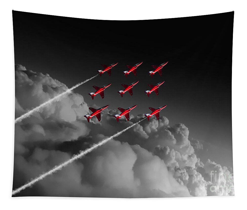 Red Tapestry featuring the digital art Red Arrows Diamond 9 - Pop by Airpower Art