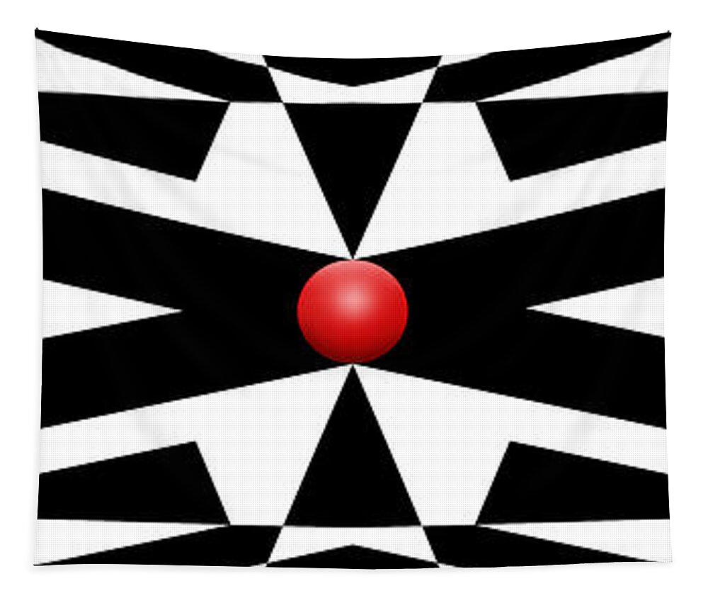 Abstract Tapestry featuring the digital art Red Ball 25a Panoramic by Mike McGlothlen