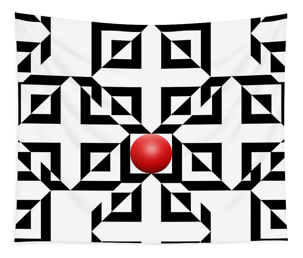 Abstract Tapestry featuring the digital art Red Ball 5a by Mike McGlothlen