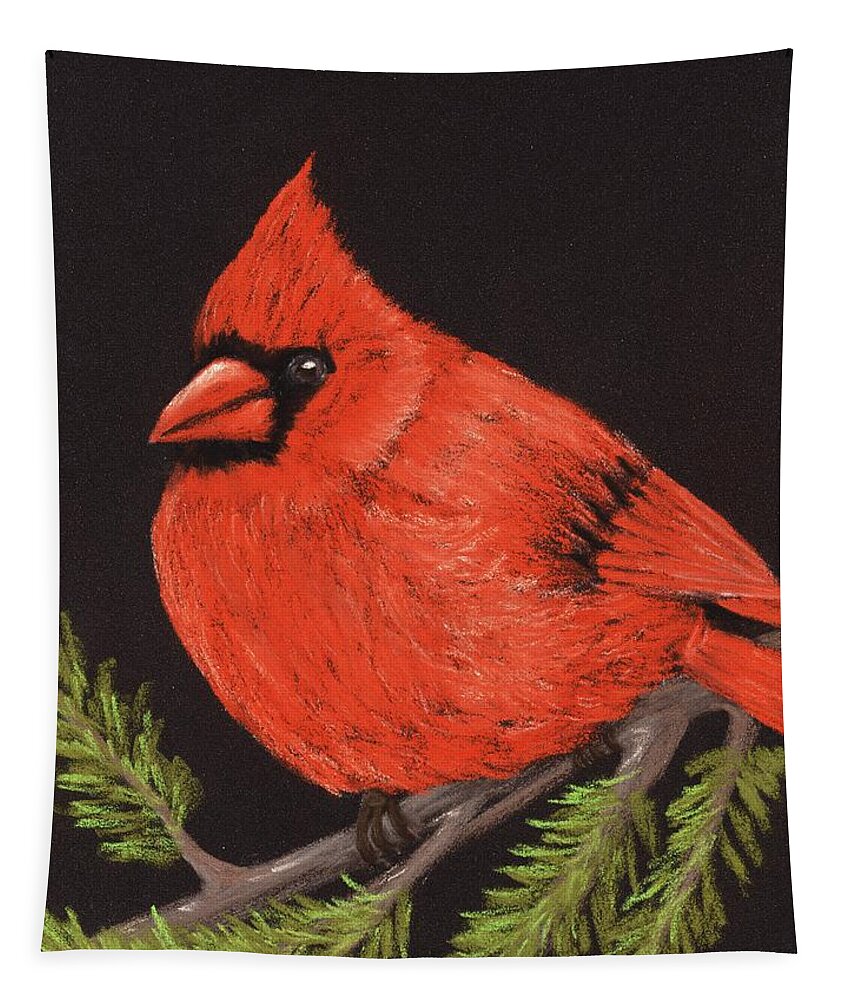 Cardinal Tapestry featuring the painting Red Cardinal by Anastasiya Malakhova