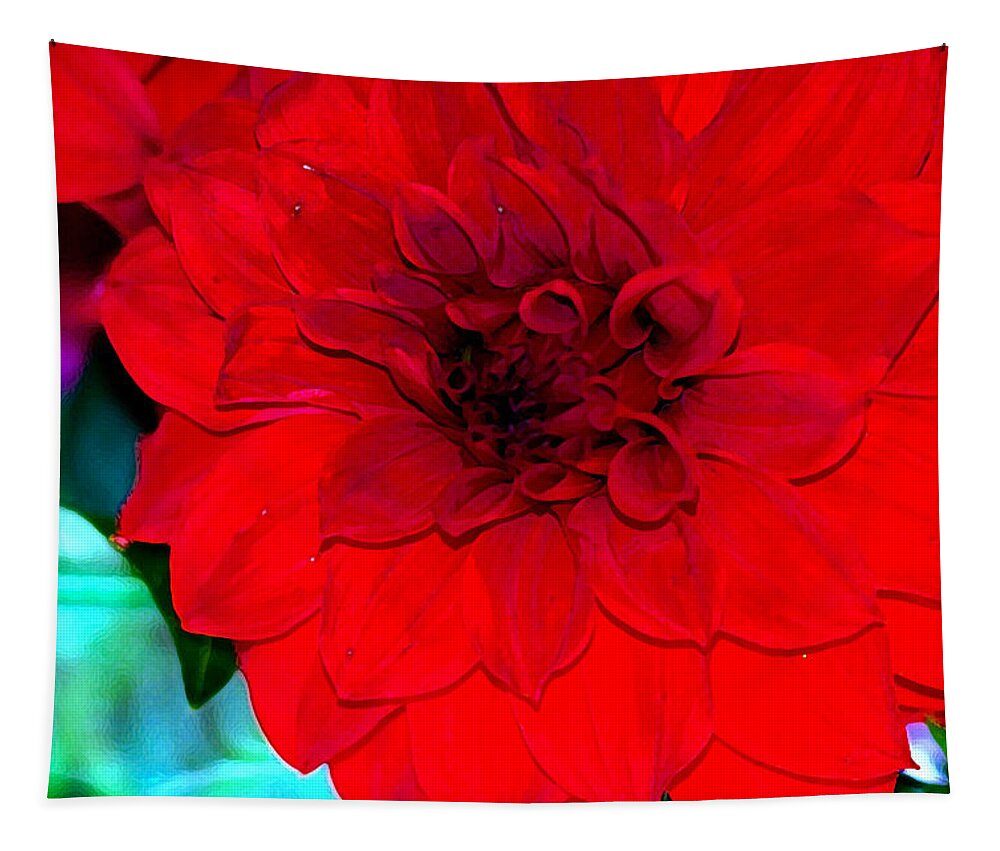 Flower Tapestry featuring the photograph Red Dahlia by Lehua Pekelo-Stearns