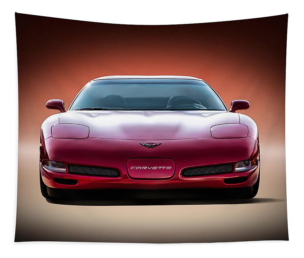 Corvette Tapestry featuring the digital art Red by Douglas Pittman
