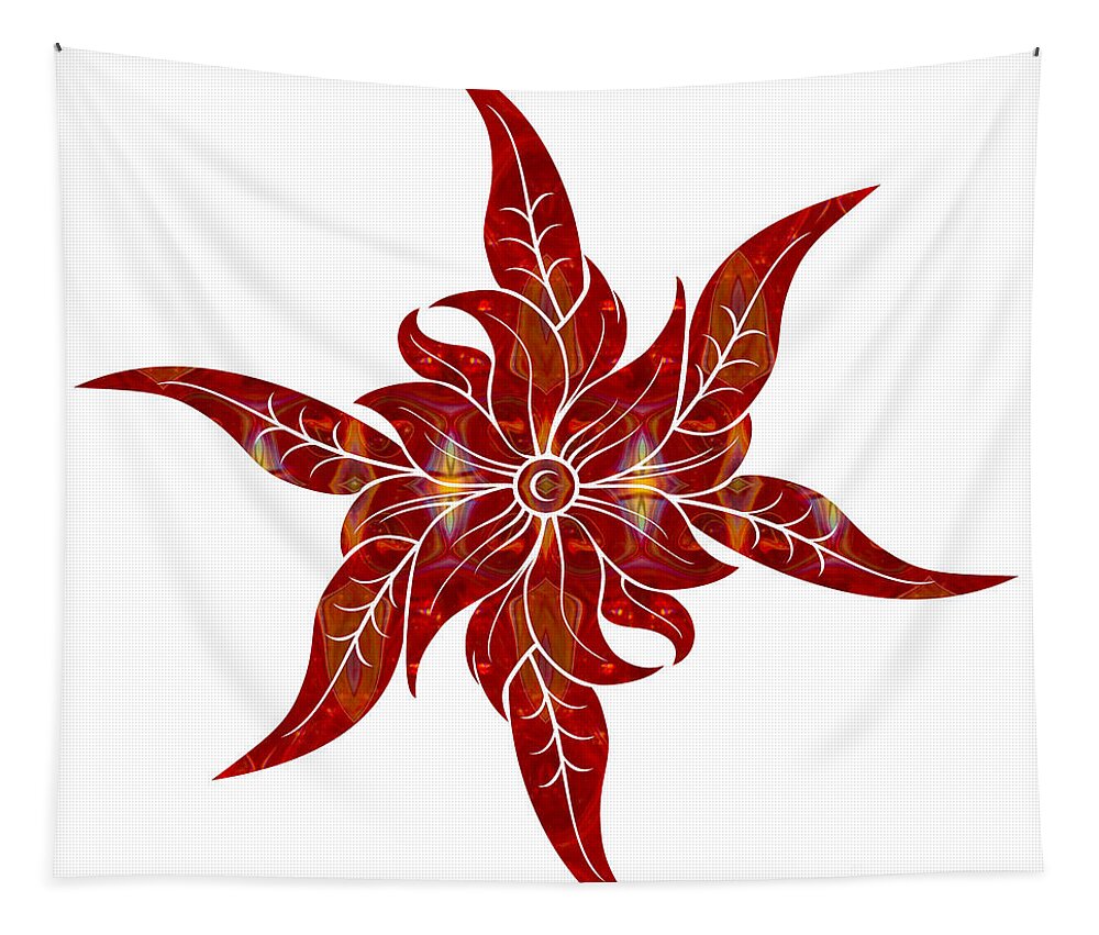 1x1 Tapestry featuring the digital art Red Flower Fantasy Designs Abstract Holiday Art by Omaste Witkow by Omaste Witkowski
