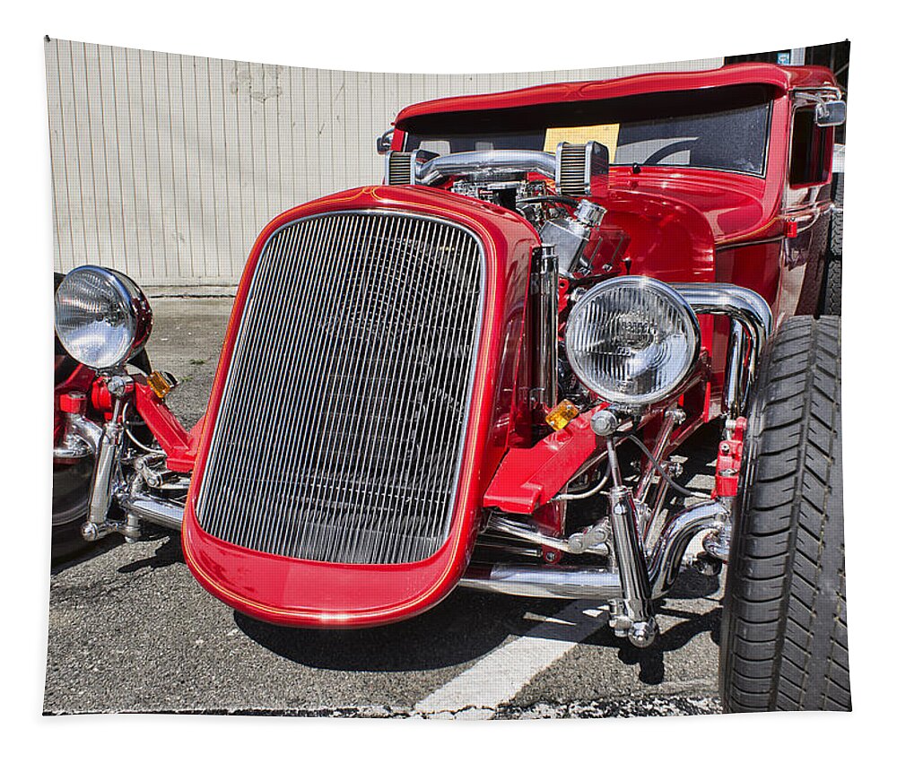 Hot Rod Tapestry featuring the photograph Red Ford Hot Rod by Ron Roberts