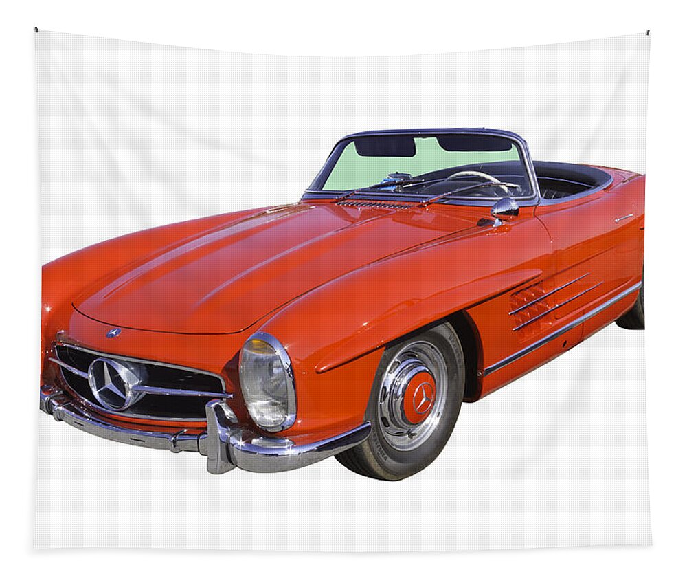 Mercedes Tapestry featuring the photograph Red Mercedes Benz 300 SL Convertible by Keith Webber Jr