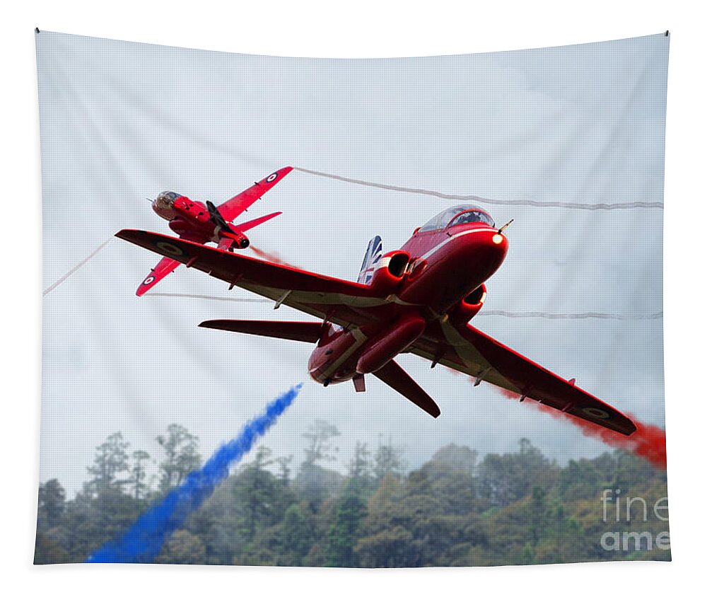 The Red Arrows Tapestry featuring the digital art Red Pair by Airpower Art