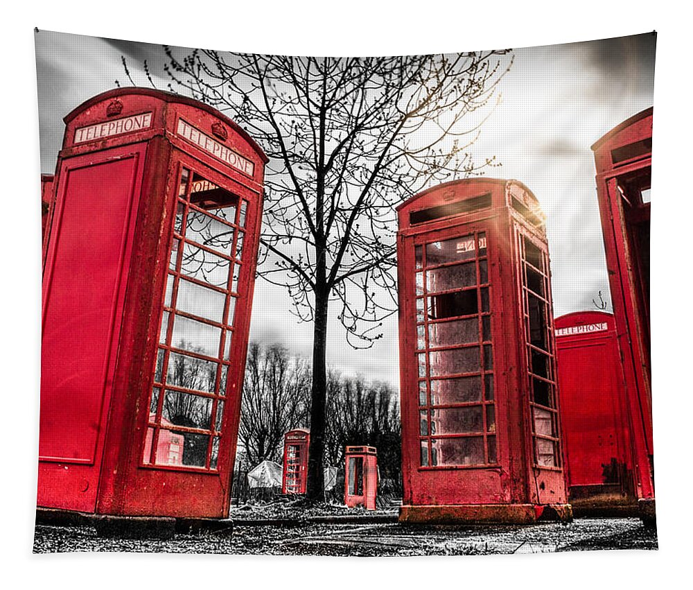 Red Phone Box Tapestry featuring the photograph Red Phone Box art 2 by Ian Hufton