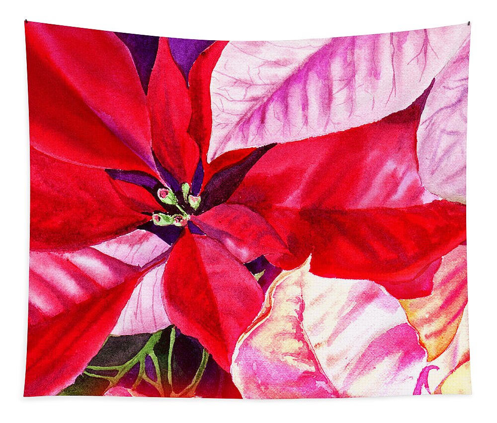 Red Tapestry featuring the painting Red Red Christmas by Irina Sztukowski