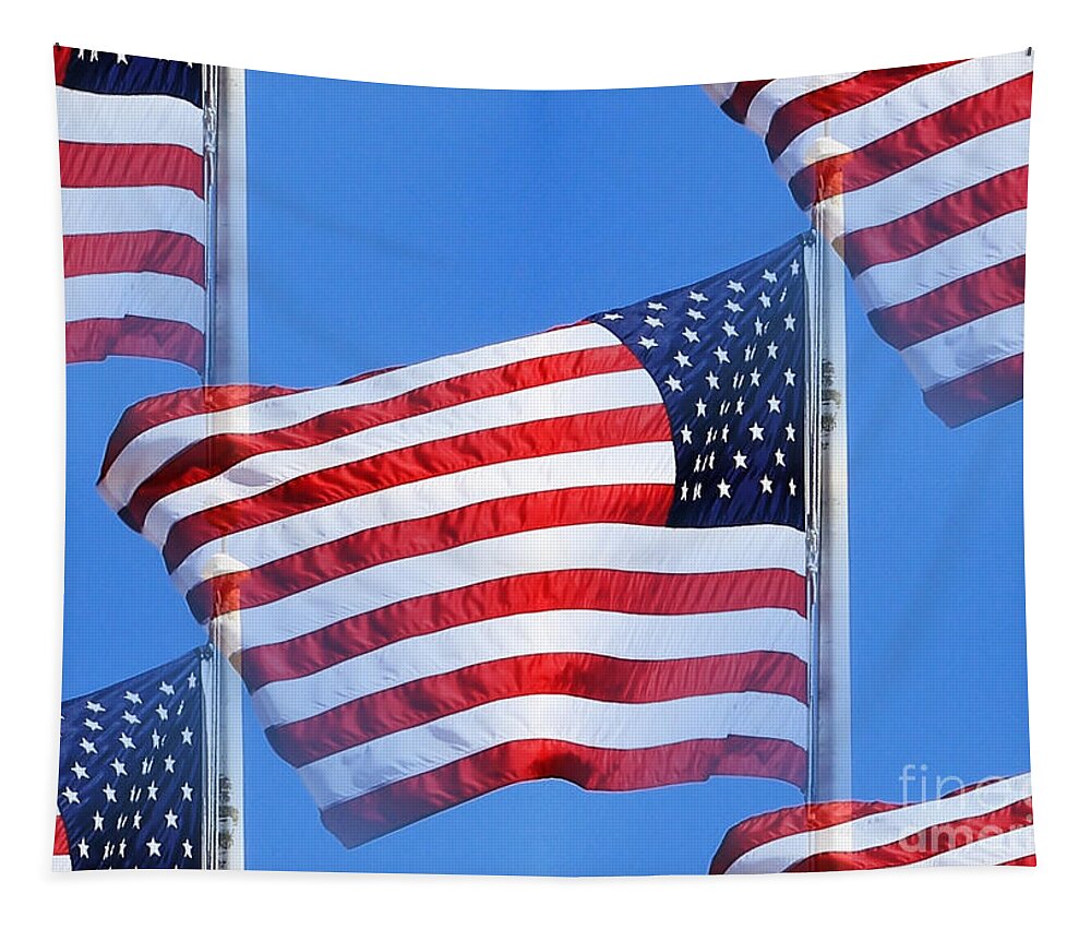 American Flag Tapestry featuring the photograph Red White and Blue by Judy Palkimas