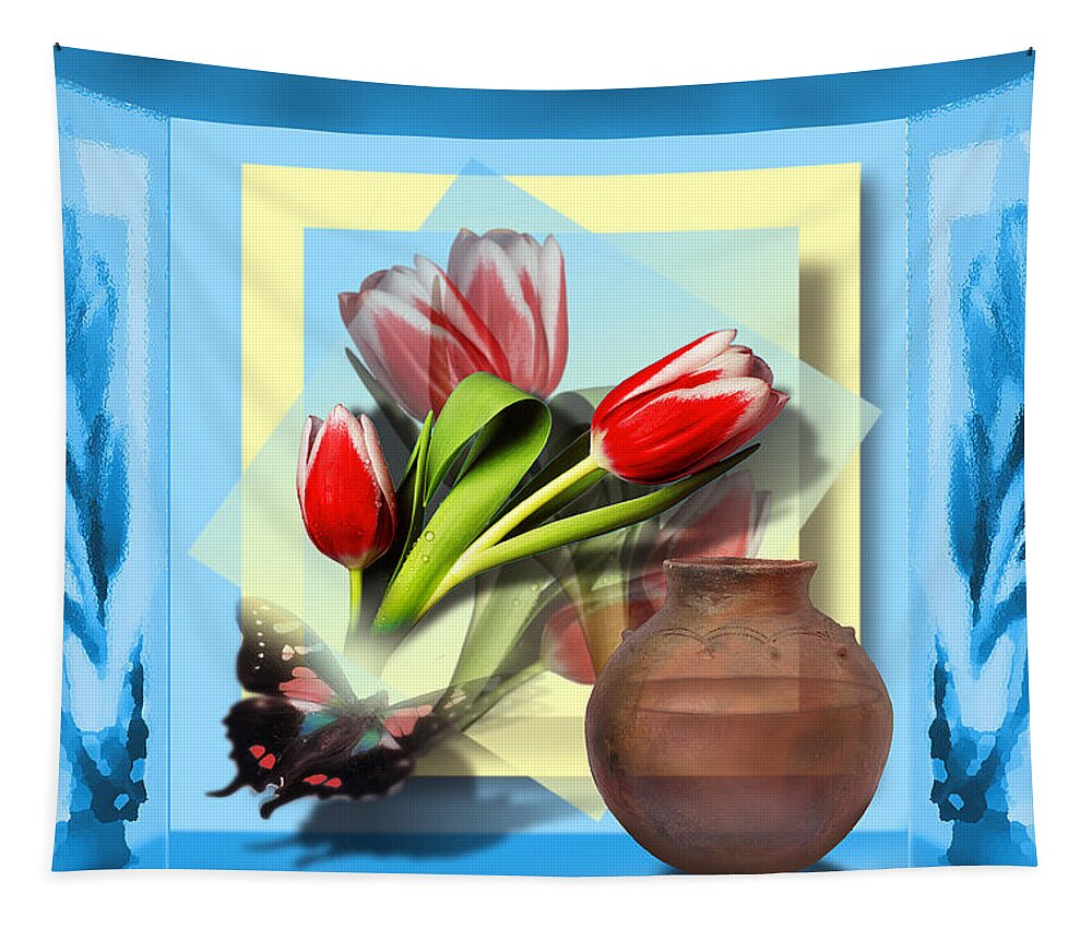 Tulips Tapestry featuring the digital art Reflections by Linda Carruth