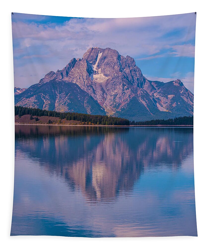 Brenda Jacobs Photography & Fine Art Tapestry featuring the photograph Reflections of Mount Moran by Brenda Jacobs