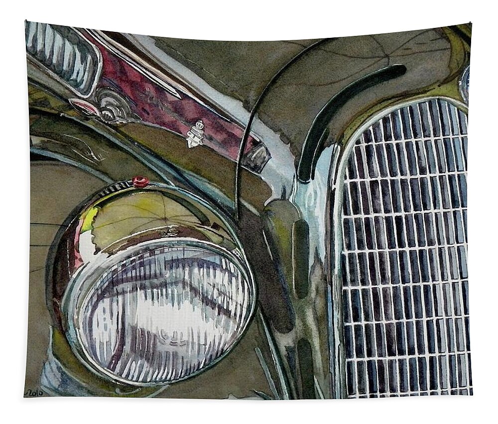 1931 Alfa Romeo Tapestry featuring the painting Reflections on 1931 Alfa Romeo Milano by Anna Ruzsan