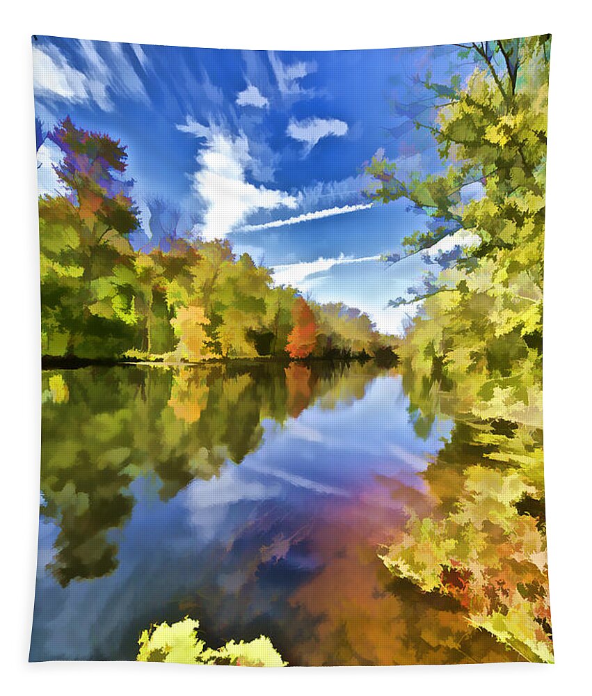 Autumn Tapestry featuring the painting Reflections on the Canal II by David Letts