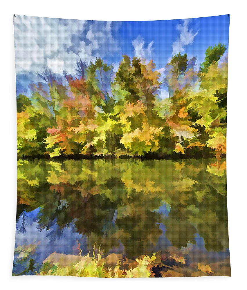 Autumn Tapestry featuring the painting Reflections on the Canal III by David Letts