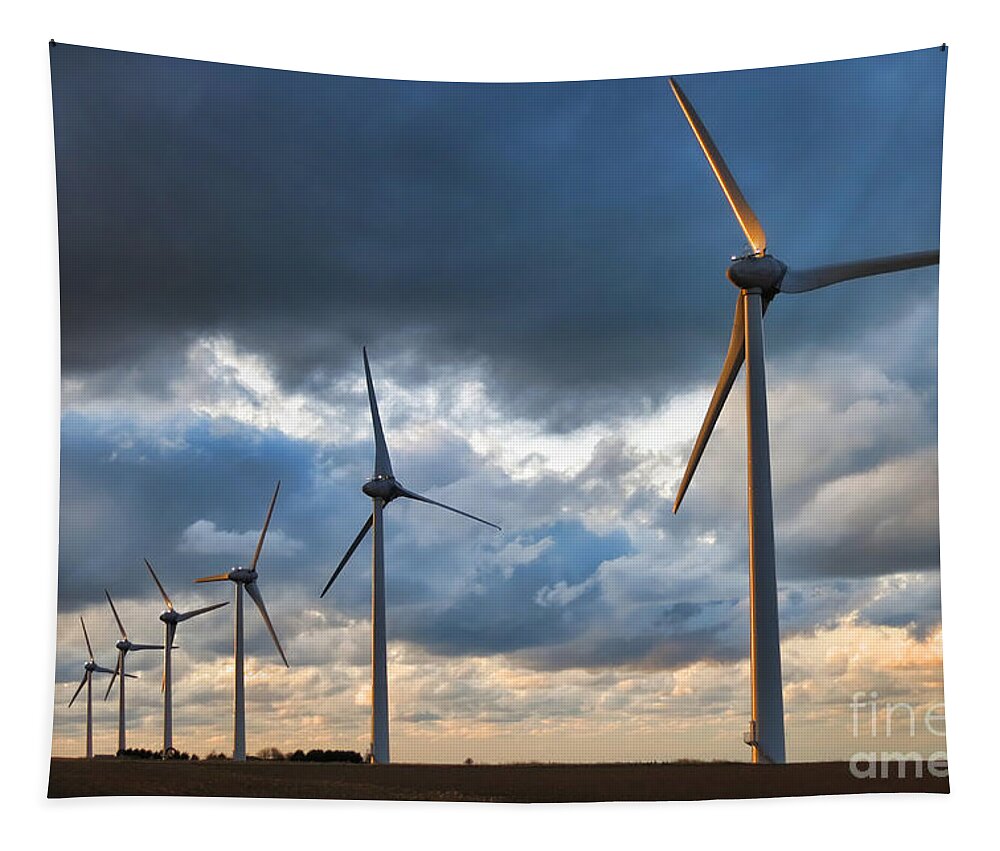 Windmill Tapestry featuring the photograph Renewable Energy by Olivier Le Queinec