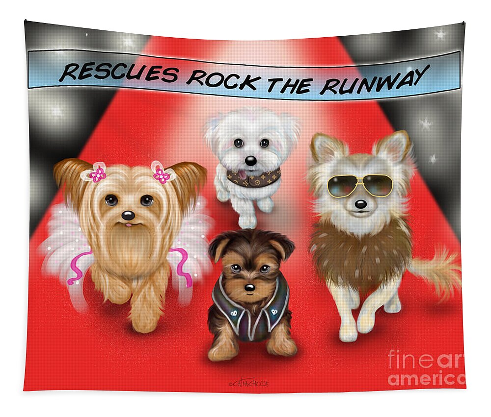 Rescue Tapestry featuring the painting Rescues Rock the Runway by Catia Lee