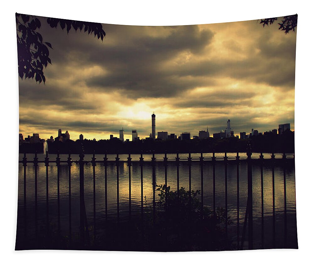 Pond Tapestry featuring the photograph Central Park Reservoir by Jessica Jenney