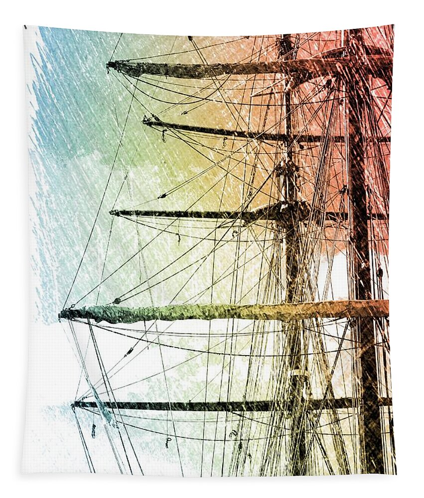 Ship Tapestry featuring the photograph Resting in Harbor by Carol Groenen