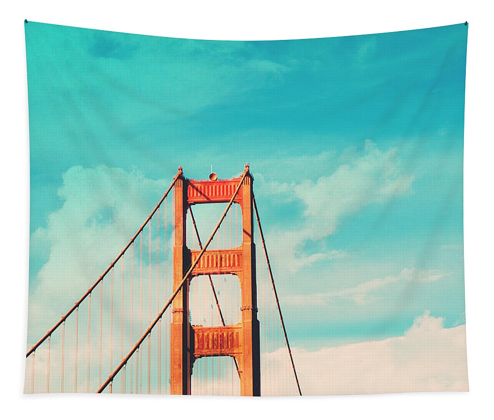 San Francisco Tapestry featuring the photograph Retro Golden Gate - San Francisco by Melanie Alexandra Price