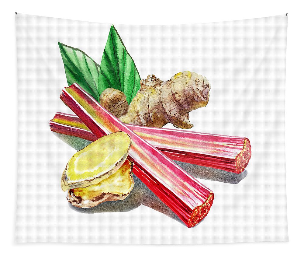 Rhubarb Tapestry featuring the painting Rhubarb And Ginger by Irina Sztukowski