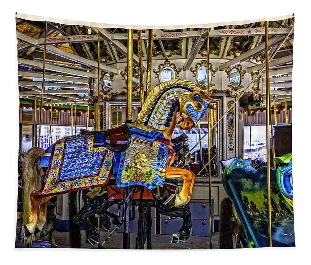 Carousel Tapestry featuring the photograph Ride a painted pony - Coney Island 2013 - Brooklyn - New York by Madeline Ellis