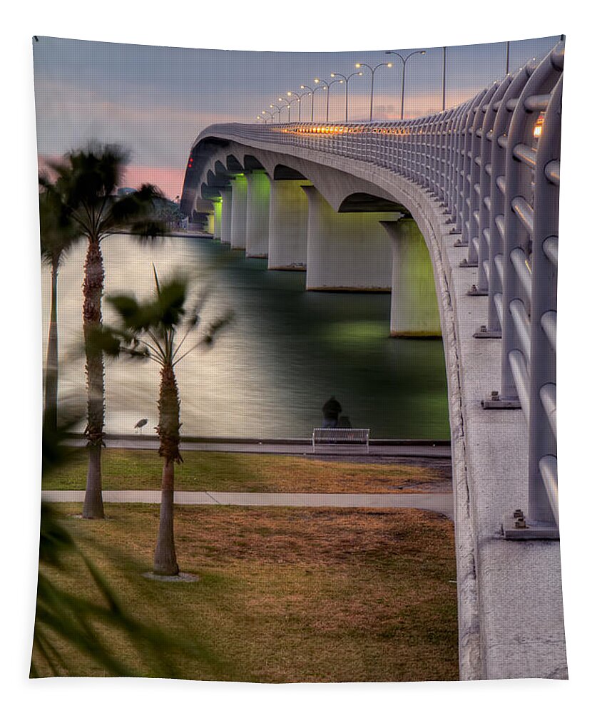 Fl Tapestry featuring the photograph Ringling Causeway Bridge Overlook by Sue Karski