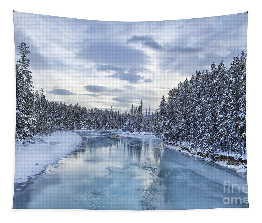 Banff Tapestry featuring the photograph River Of Ice by Evelina Kremsdorf