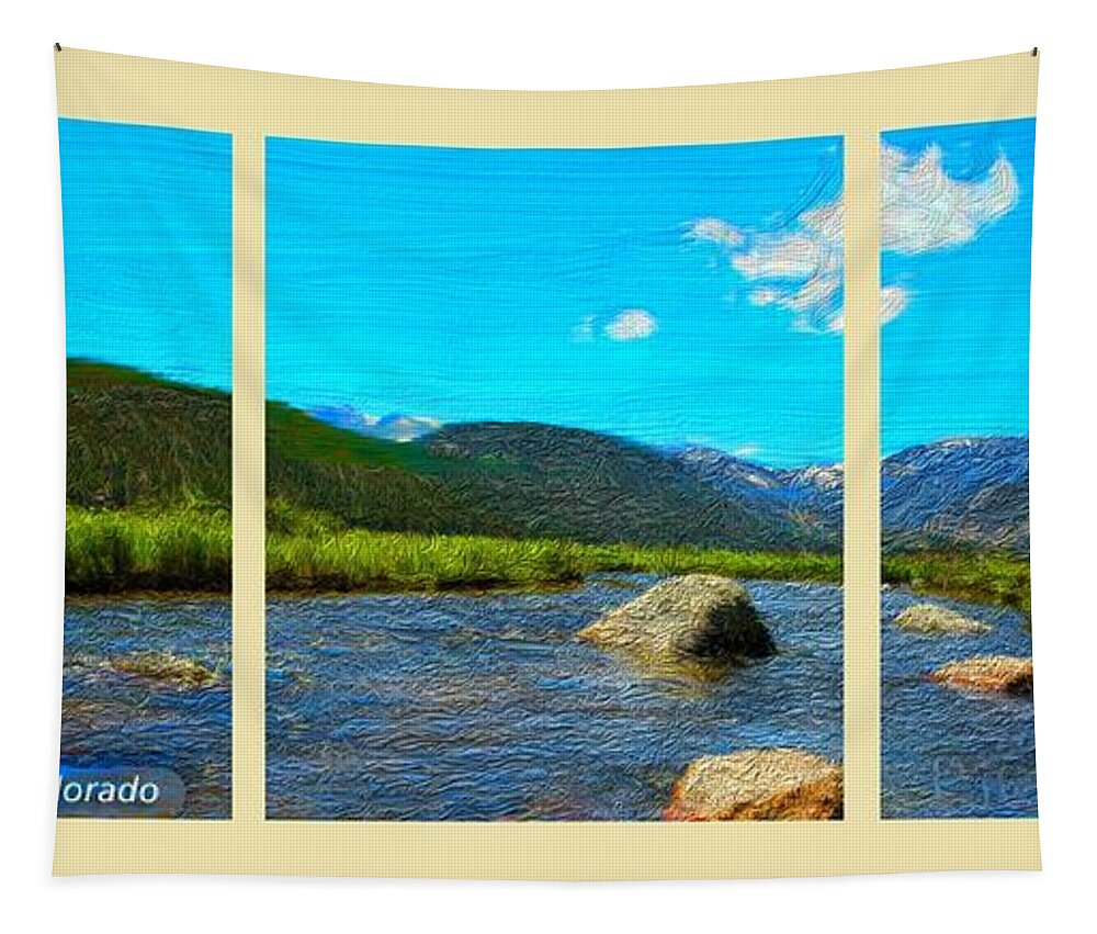 River Tapestry featuring the painting River Scape Panel by Bruce Nutting