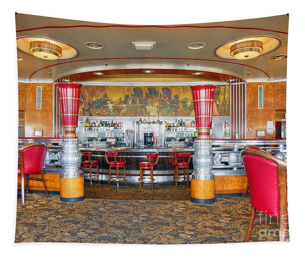 RMS Queen Mary Deco Bar and Lounge Long Beach CA Tapestry by David  Zanzinger - Fine Art America