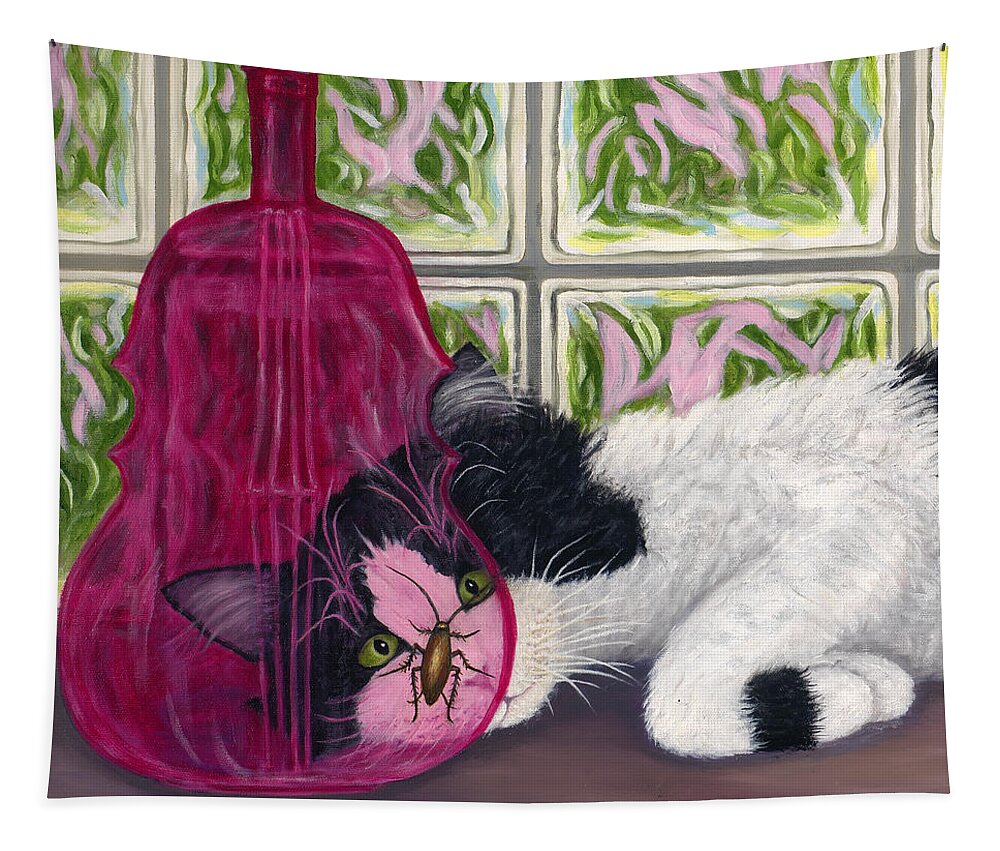 Karen Zuk Rosenblatt Tapestry featuring the painting Roach Approach Sq by Karen Zuk Rosenblatt