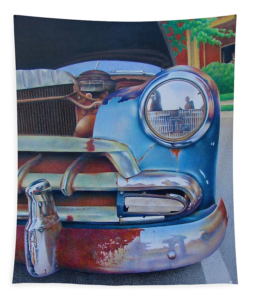 Color Pencil Tapestry featuring the drawing Road Warrior by Pamela Clements