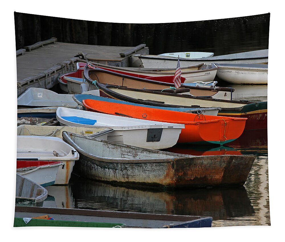 Dinghies Tapestry featuring the photograph Rockport Massachusetts by Juergen Roth