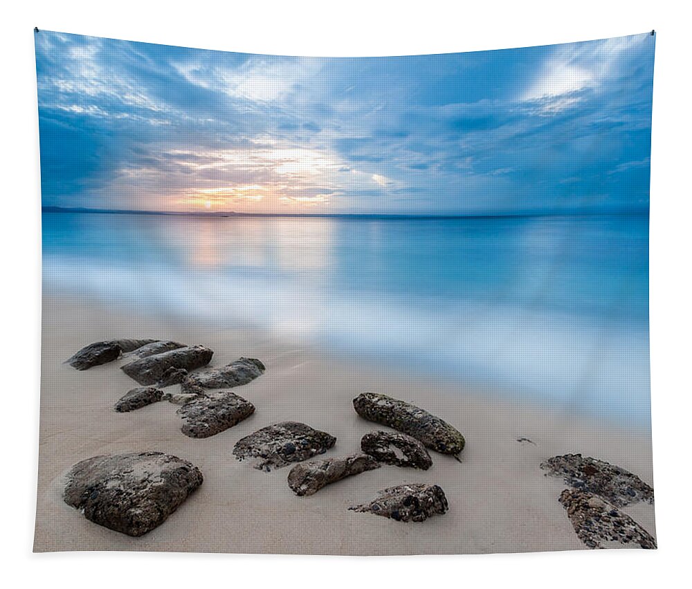 Bacardi Tapestry featuring the photograph Rocks by the Sea by Mihai Andritoiu