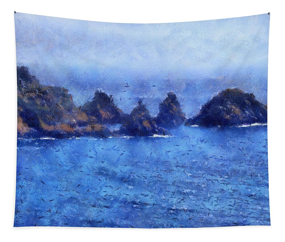 Isle Of Guernsey Tapestry featuring the digital art Rocks On Isle Of Guernsey by Bellesouth Studio